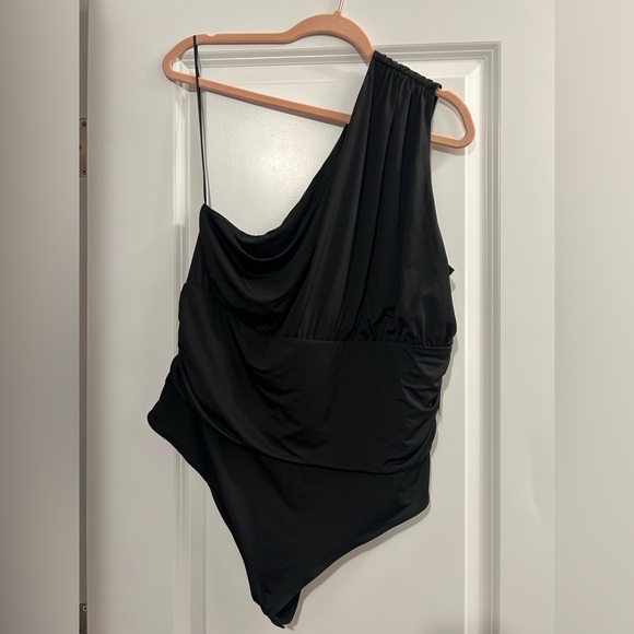 Express Tops - Express Asymmetrical Black Body Suit